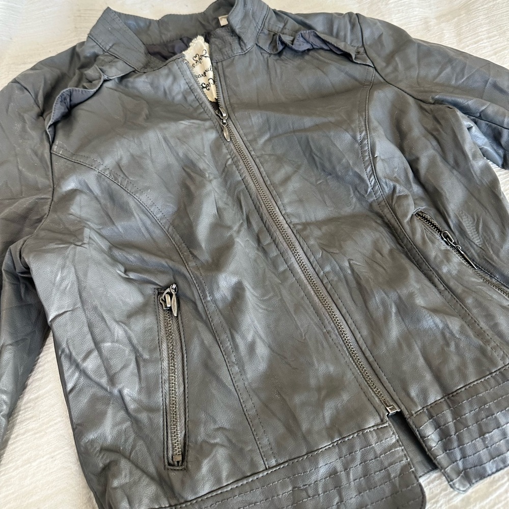 Gray leather jacket